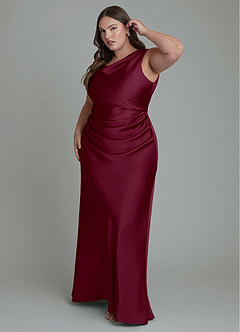 Azazie Kieryn Brautjungfernkleider Meerjungfrau-Linie Plissee Stretch-Satin Kleid Maulbeerrot image9