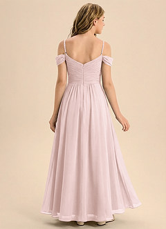 Azazie Elowen Junior Blushing Pink A-Line Off the Shoulder Chiffon Dress image2