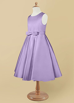 Azazie Coco Flower Girl Dresses Lilac A-Line Bow Matte Satin Dress image7
