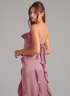 Azazie Malia Bridesmaid Dresses Vintage Mauve A-Line Side Slit Stretch Satin Dress image2