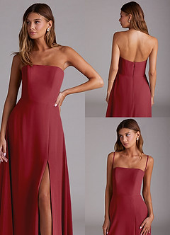 Azazie Wren Bridesmaid Dresses Pomegranate A-Line Side Slit Chiffon Convertible Dress image9