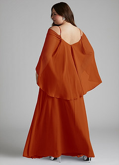 Azazie Cienna Robes de demoiselle d'honneur Robe Trapèze en Mousseline de soie Épaule décolletée Paprika image8