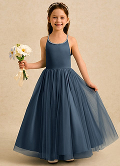 Azazie Aurora Flower Girl Dresses Neptune A-Line Bow Tulle Dress image3