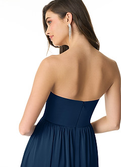 Azazie Morana Brautjungfernkleider Wandelbar A-Linie Schulterfrei Stretch-Satin Kleid Dunkelmarine image8