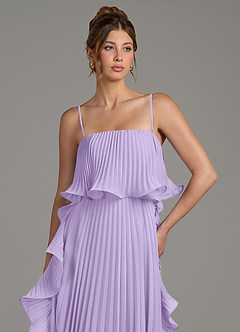 Azazie Alexia Robes de demoiselle d'honneur Robe Trapèze en Mousseline de soie Rayé Lilas image2