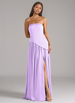 Azazie Adeline Bridesmaid Dresses Lilac A-Line Strapless Stretch Satin Convertible Dress image3