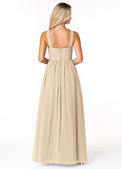 Azazie Elvira At-home Try On Dresses Champagne A-Line Pleated Chiffon Dress image2