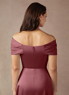 Azazie Amelia Mother of the Bride Dresses Desert Rose A-Line Off the Shoulder Stretch Satin Dress image8