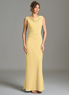 Azazie Kieryn Bridesmaid Dresses Butter Mermaid Pleated Chiffon Dress image5