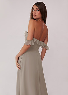 Barbie ♥ Azazie Bridesmaid Dresses Taupe A-Line Off the Shoulder Chiffon Convertible Dress image5