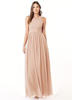 Azazie Luz Brautjungfernkleider A-Linie Spitze Chiffon Kleid Englisches Rosa image2