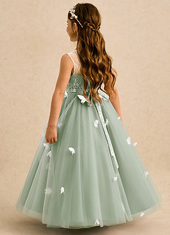 Azazie Mariposa Robe Demoiselle D'honneur Fillette Robe Princesse en Tulle Dentelle Vert Sauge image5