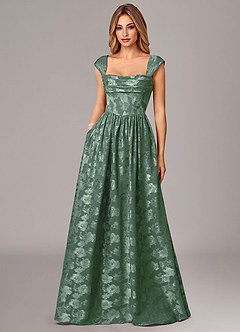 Azazie Hazel Jurken voor bruidsmeisjes Jurk van Bloemen Burn-out met A-Lijn Korset Eucalyptus image1