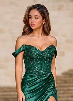 Opulence Green Floral Corset Prom Dress image5