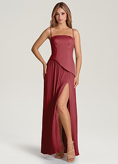 Azazie Tierney Bridesmaid Dresses Pomegranate A-Line Strapless Chiffon Convertible Dress image3