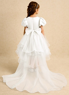 Azazie Cocoa Flower Girl Dresses Ivory Ball-Gown Pleated Tulle Dress image7