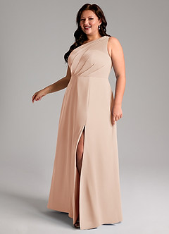 Azazie Phaedra Bridesmaid Dresses English Rose A-Line One Shoulder Chiffon Dress image14