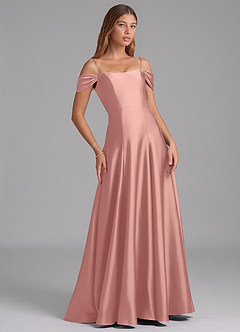 Azazie Seriana Bridesmaid Dresses Rosette A-Line Off the Shoulder Stretch Satin Convertible Dress image6