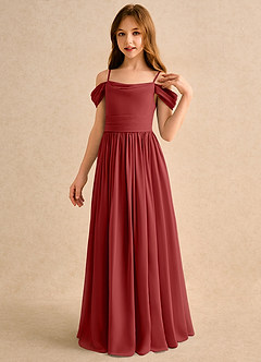 Azazie Shia Girls Formal Sukienki dla dziewczynek sypiących kwiaty Linia A Zza ramienia Szyfon Długość podłogi Sukienka image3