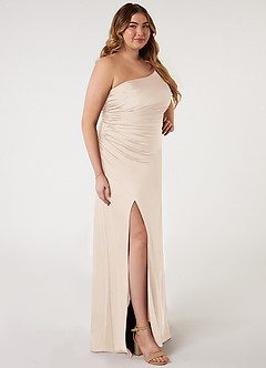 Azazie Eren Brautjungfernkleider Meerjungfrau-Linie One-Shoulder Stretch-Satin Kleid Alabaster Weiß image16