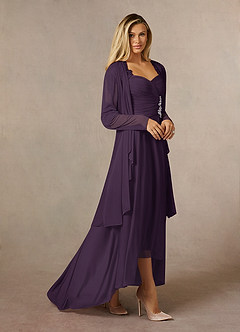 Azazie Anne Vestidos para mãe da noiva Vestir Ameixa de Renda de Bainha com Lantejoulas image3