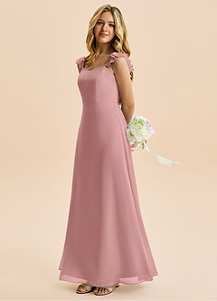 Azazie Mavie Junior Dusty Rose A-Line Ruched Chiffon Dress image3