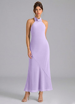 Azazie Velli Bridesmaid Dresses Lilac Mermaid High Neck Chiffon Dress image5