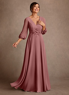 Azazie Yorba Mother of the Bride Dresses Desert Rose A-Line Lace Chiffon Dress image2