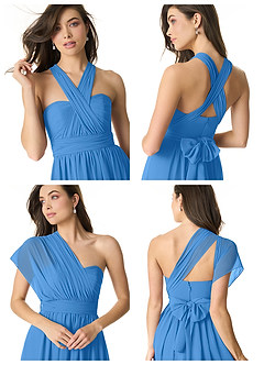 Azazie Olani Bridesmaid Dresses Blue Jay A-Line Off the Shoulder Chiffon Convertible Dress image8