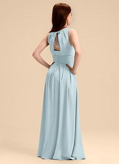 Azazie Bibiane Junior Mist A-Line Pleated Stretch Satin Dress image7