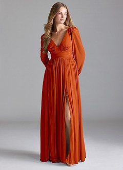 Azazie Norah Bridesmaid Dresses Paprika A-Line Mesh Dress image3