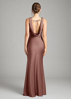 Azazie Rylina Bridesmaid Dresses Espresso Mermaid Stretch Satin Dress image2