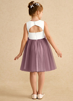 Azazie Louisa Flower Girl Dresses Ivory Vintage Mauve A-Line Sleeveless Tulle Dress image2