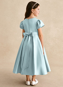 Azazie Princess Flower Girl Dresses Mist A-Line Pleated Matte Satin Dress image2
