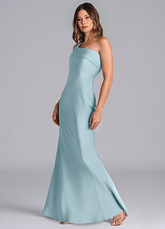 Azazie Driea Jurken voor bruidsmeisjes Jurk van Stretch Satijn met Zeemeermin One-Shoulder Mystiek Blauw image6