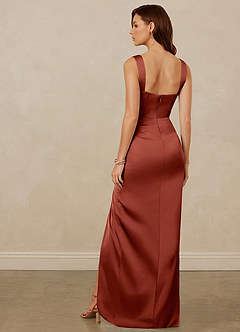 Christian Siriano Bridal for Azazie 1017 Bridesmaid Dresses Terracotta Sheath Sweetheart Neckline Stretch Satin Dress image5
