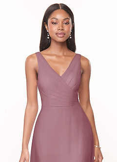 Azazie Nala Bridesmaid Dresses Vintage Mauve A-Line Pleated Chiffon Dress image4