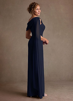 Azazie Bassi Klänningar till brudens mor Klä Sjöjungfru i Maska Av axeln Mörk Marinblå image4