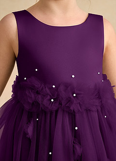 Azazie Lux Flower Girl Dresses Grape A-Line Beaded Tulle Dress image7