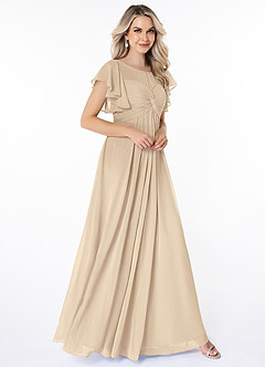 Azazie Lily Final Sale Empire Pleated Chiffon Floor-Length Dress image2