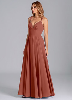 Azazie Darana Bridesmaid Dresses Auburn A-Line Corset Chiffon Dress image4