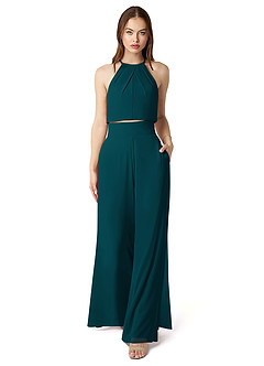 Azazie Kenzi Abiti da Damigella Tuta in Chiffon Plissettato Pino image1