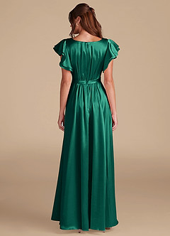 Azazie Daphne Vestidos modestos de dama de honra Vestir Linha A Ruched Comprimento do chão Cetim Metálico image2