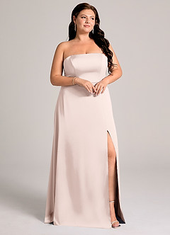 Azazie Wren Abiti da Damigella Abito Convertibile A-Line in Raso Elasticizzato Senza Cinturino Rosa Rossore image10