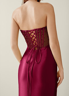 Willa Burgundy Sweetheart Neckline Corset Mermaid Prom Dress image6
