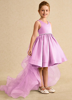 Azazie Julietta Flower Girl Dresses Candy Pink Ball-Gown Convertible Tulle Dress image3