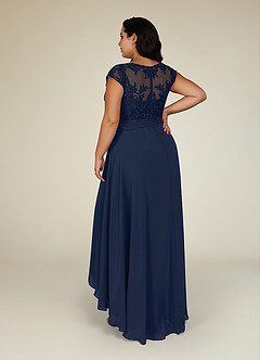Azazie Irmeli Mother of the Bride Dresses Dark Navy A-Line Lace Chiffon Dress image9