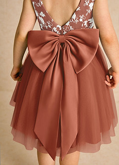 Azazie Butterfly Flower Girl Dresses Auburn A-Line Lace Dress image6