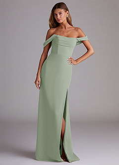 Azazie Saige Bridesmaid Dresses Dusty Sage A-Line Off the Shoulder Chiffon Convertible Dress image4
