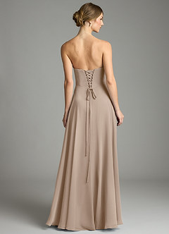 Azazie Ayla Abiti da Damigella Abito A-Line in Chiffon Scollo a Cuore Taupe image3